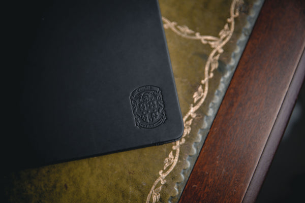 replacement a4 black leather notebook with coupland crest