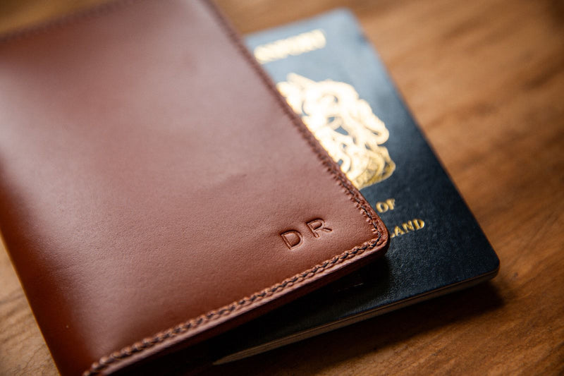 Coupland Leather Passport Holder in Tan with card storage pockets