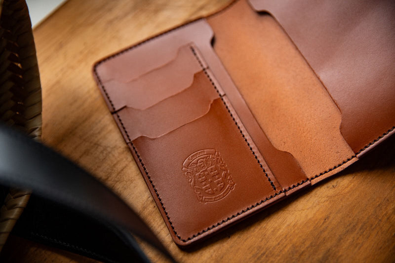 Coupland Leather Passport Holder in Tan with card storage pockets