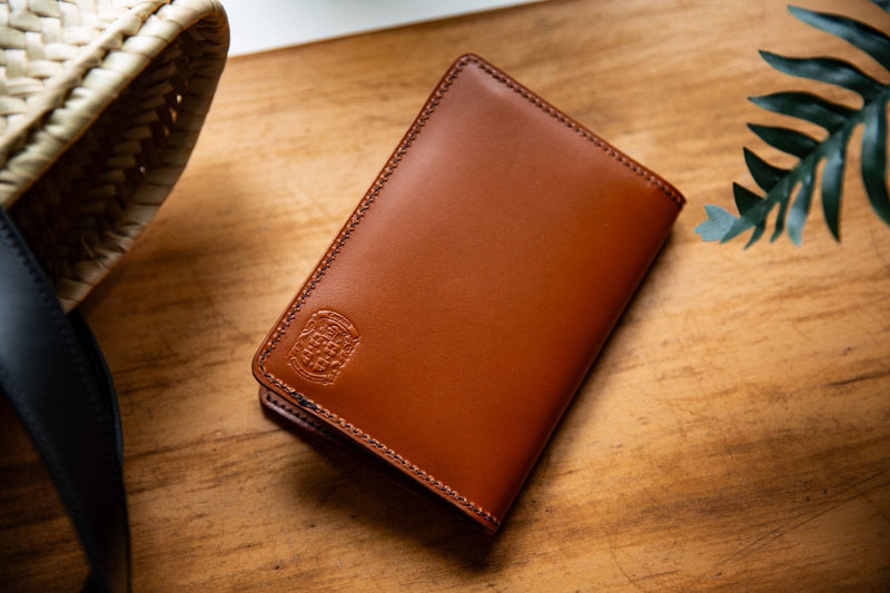 Coupland Leather Passport Holder in Tan with card storage pockets