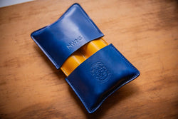 Coupland Leather Double Cigar case navy blue and yellow