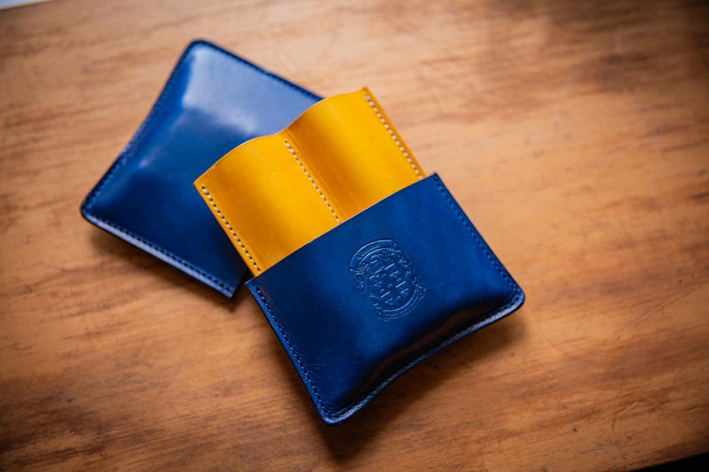 Coupland Leather Double Cigar case navy blue and yellow