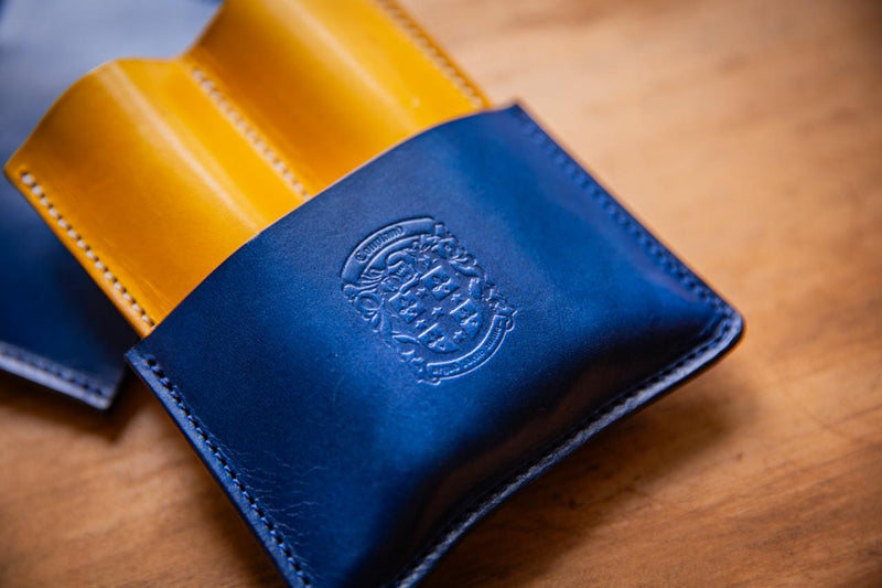 Coupland Leather Double Cigar case navy blue and yellow