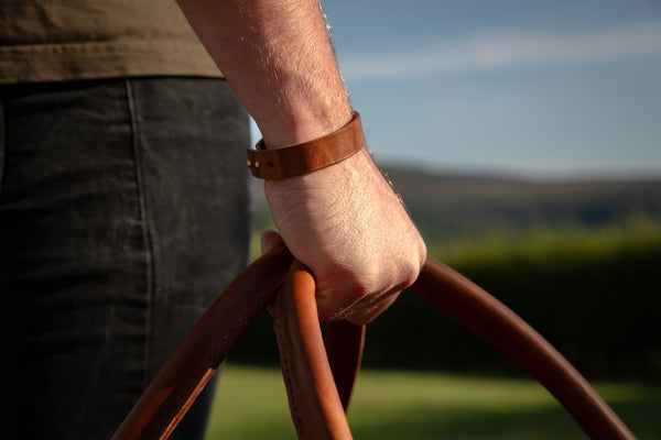 Bespoke Double Stud Tan Leather Bracelet