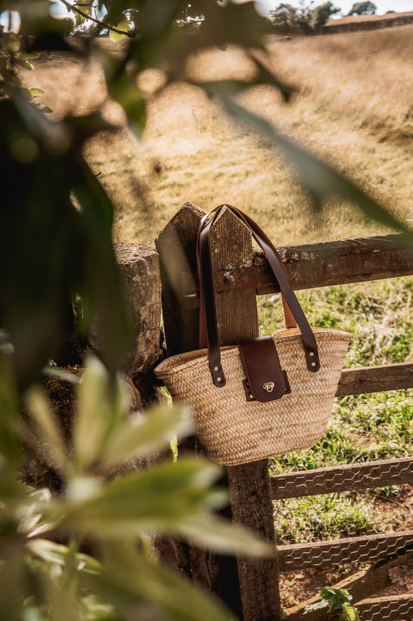 Palm Leaf Straw bag with leather handles