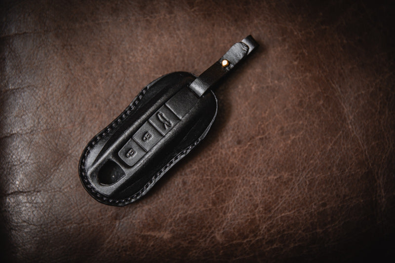 Leather Porsche Key Case Cover Black