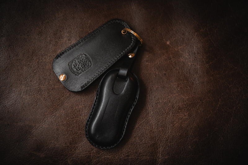 Leather Porsche Key Case Cover Black