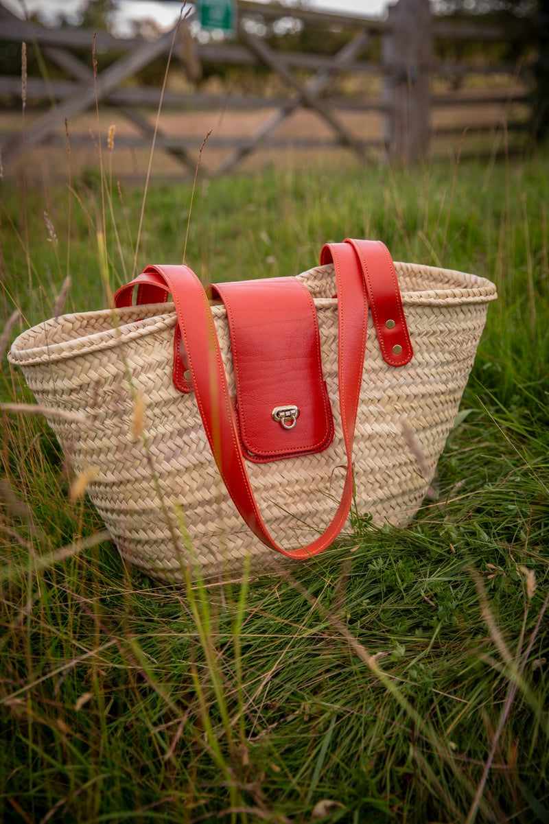  FRENCH BASKET straw bag with leather handles beach bag, straw  bag, market basket, Moroccan Basket, Crossbody Bag, Summer Bag : Handmade  Products