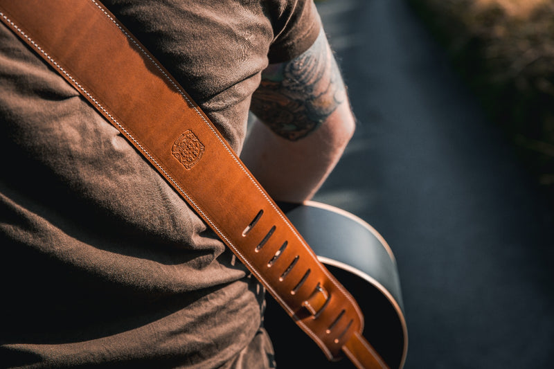 Light Tan leather acoustic guitar Strap