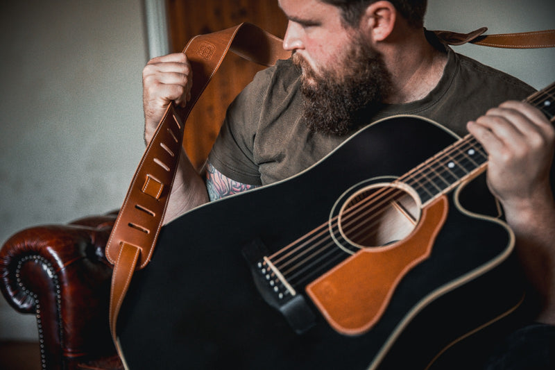 Handcrafted Leather acoustic guitar strap