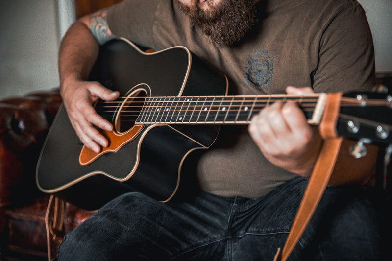 Bespoke Leather Headstock Tie for Acoustic Guitars