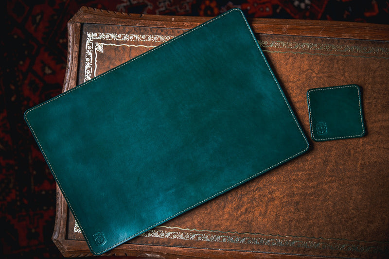 Bespoke Hand crafted Green custom Desk Mat