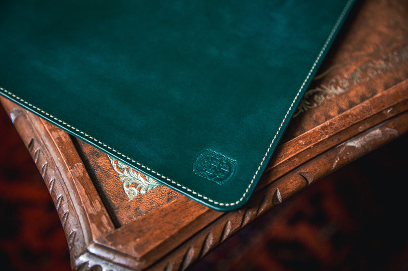 Bespoke Hand crafted Green custom Desk Mat