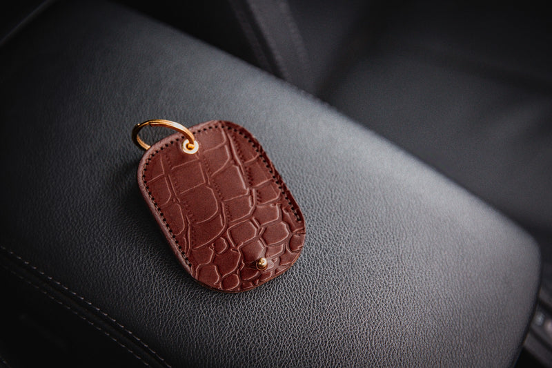 Dark Brown Bespoke Crocodile Leather Vodafone Tracker Holder