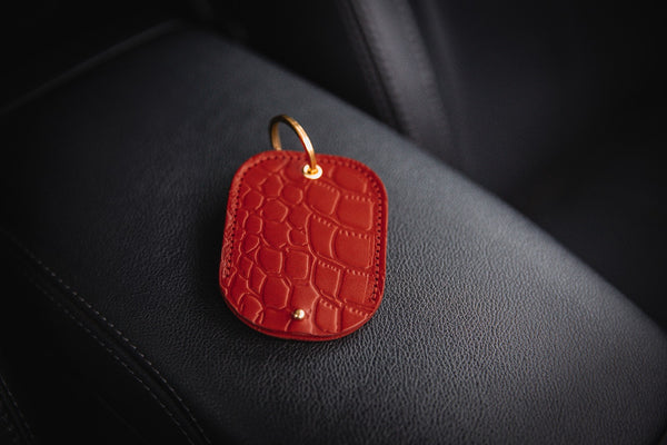 Red Crocodile Leather Vodafone Tracker Holder