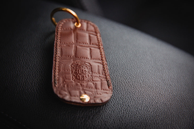 Dark Brown Crocodile Print Porsche Tracker Holder