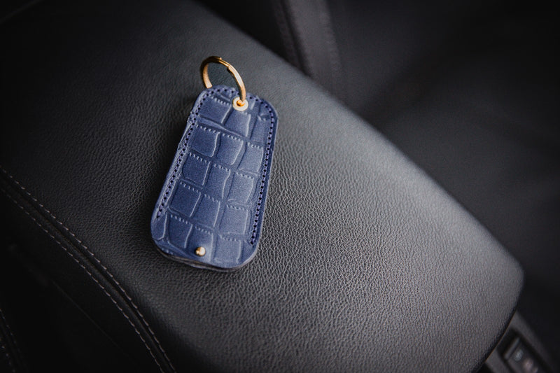 Royal Blue Crocodile Print Porsche Tracker Holder