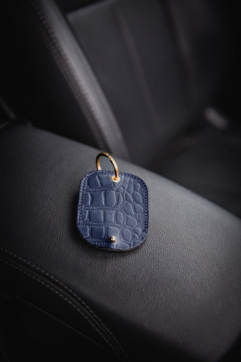 Royal Blue Hand crafted Crocodile Leather print Vodafone Tracker Holder