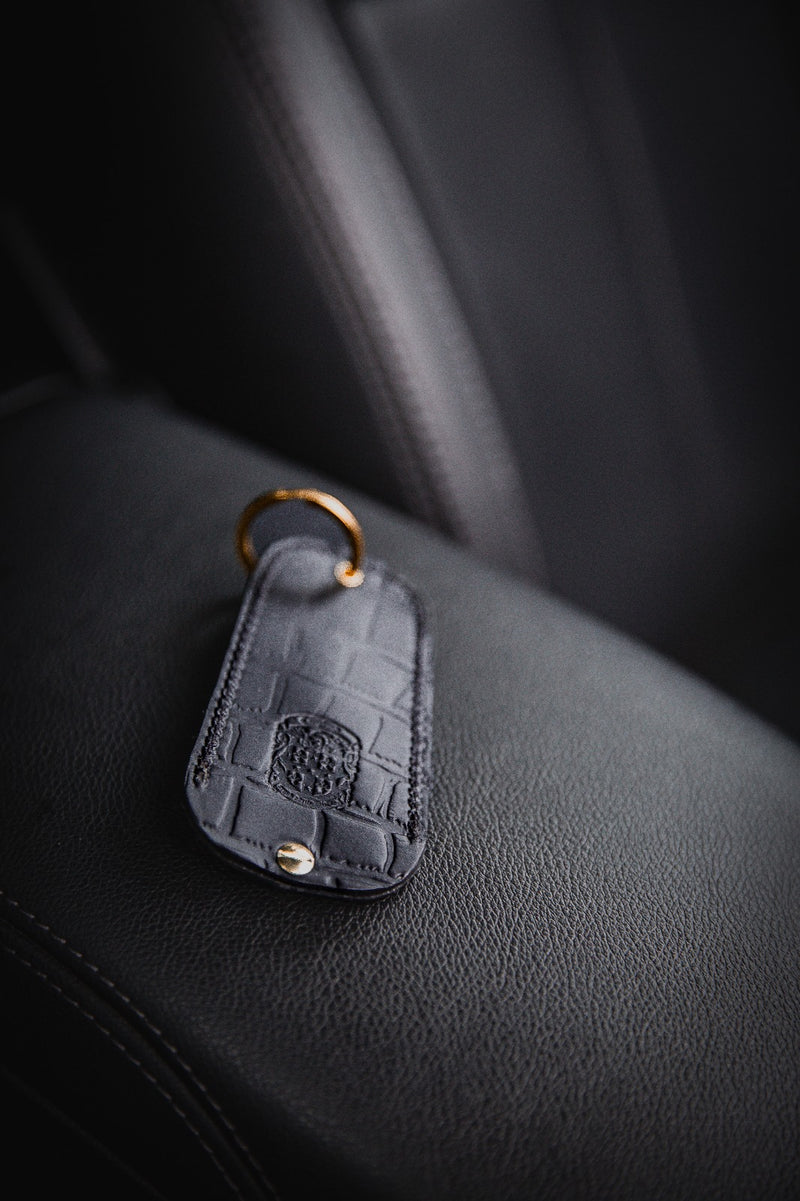 Black Crocodile Print Porsche Tracker Holder