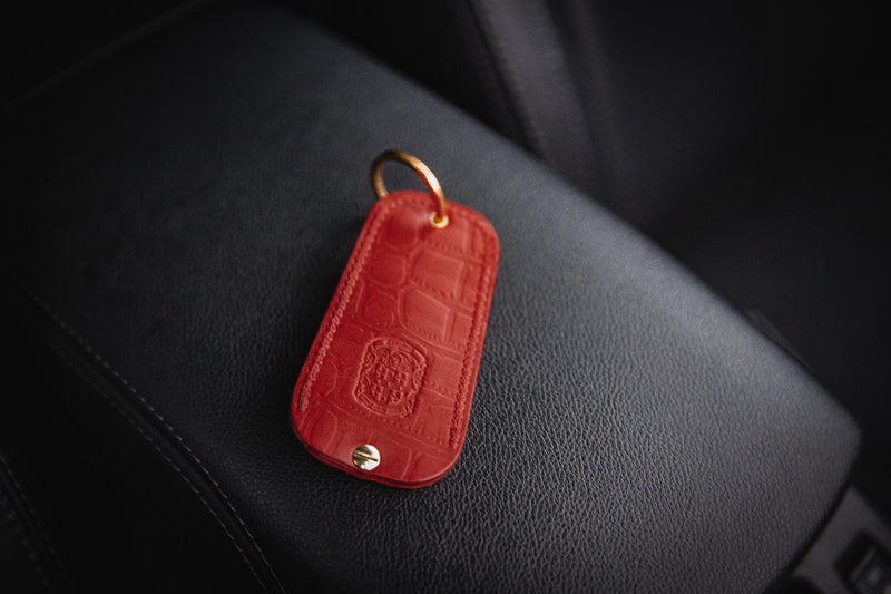 Red Crocodile Print Porsche Tracker Holder