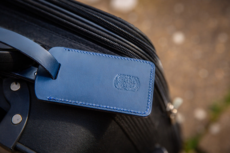 Bespoke Royal Blue Leather Luggage Tag