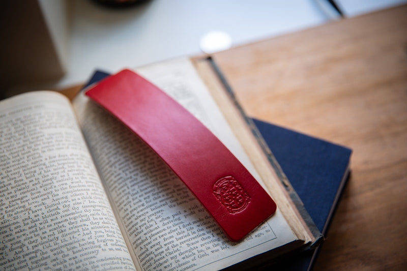 Handcrafted leather bookmark in Red