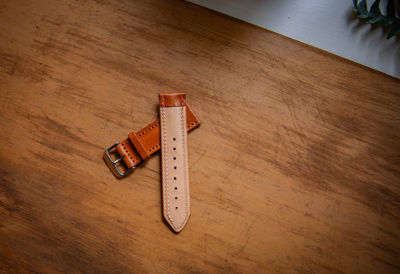 Light Tan Hand Crafted Bespoke 22mm Watch Strap