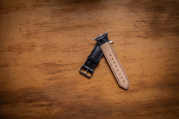 Apple Watch Ultra Bespoke Leather Watch Strap In Black Leather