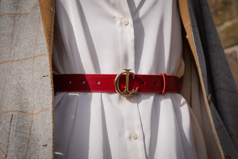 Bepsoke CL Signature Belt in Smooth Red Leather