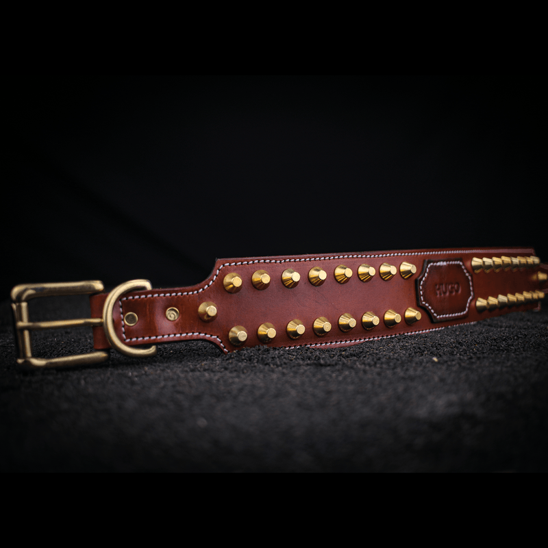 leather studded custom dog collar