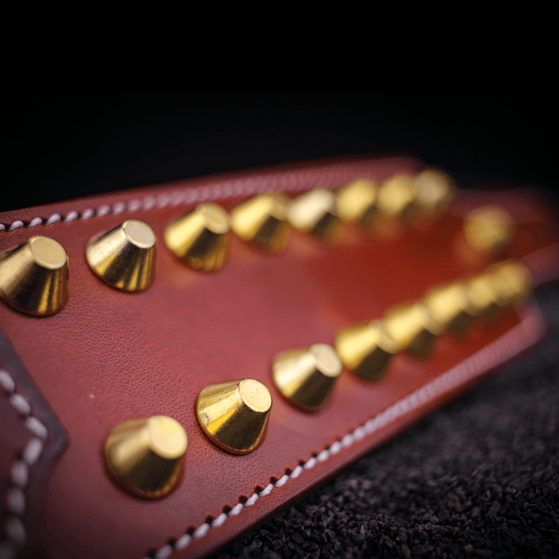 leather studded custom dog collar close up