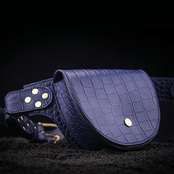 blue leather equine riding belt