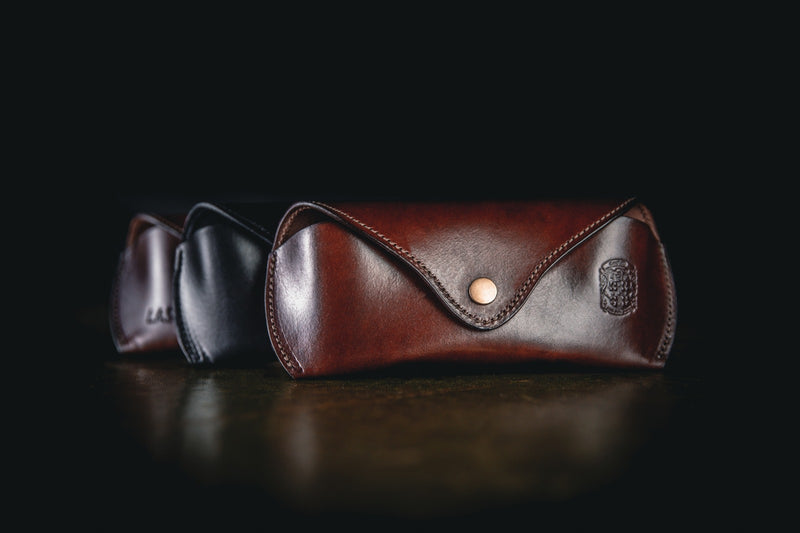 dark brown leather sunglasses case