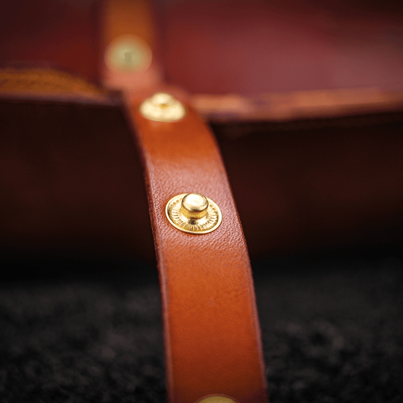 custom chisel roll case strap close up