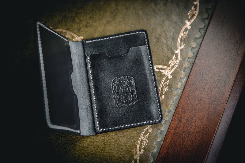 black leather mike wallet with coupland crest