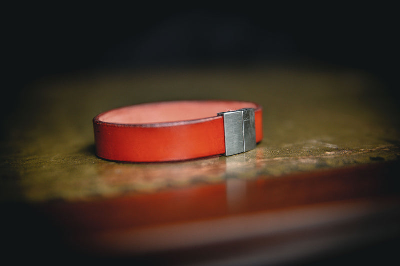mahogany single wrap leather bracelet with silver fastener