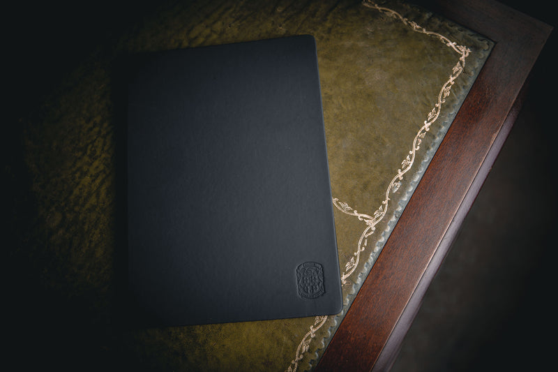 replacement a4 black leather notebook with coupland crest