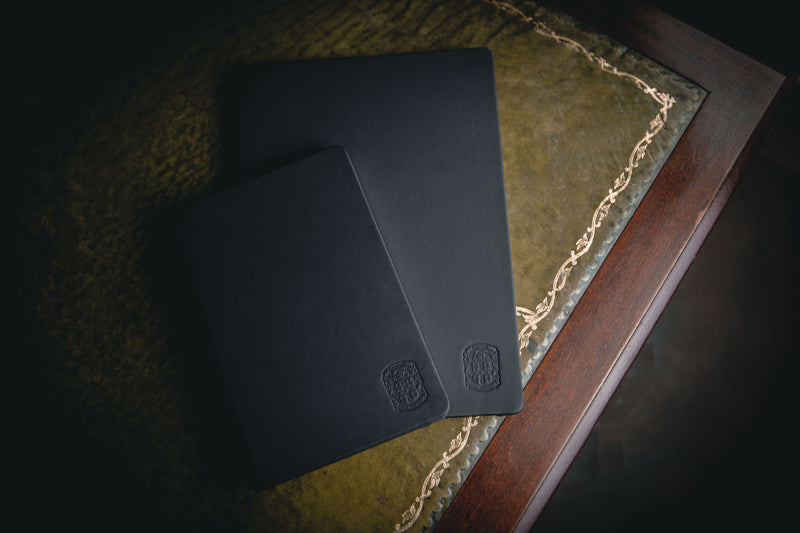 replacement a4 and a5 black leather notebooks with coupland crest