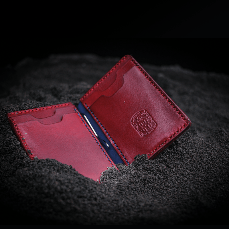 the red lorne leather wallet with coupland crest