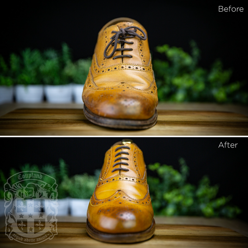 re-dye and polish leather shoe restoration before and after examples
