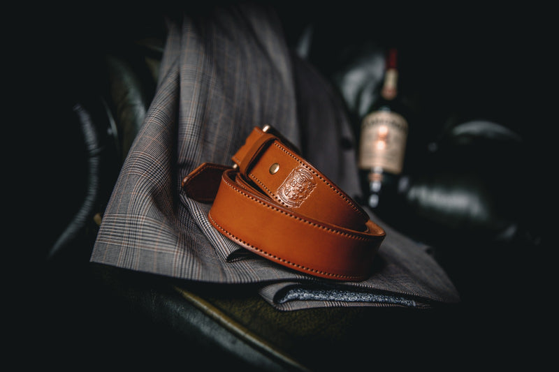 Hand  crafted bespoke leather tan belt