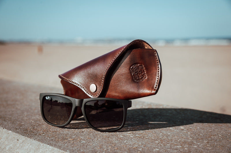 leather snglasses case and sunglasses