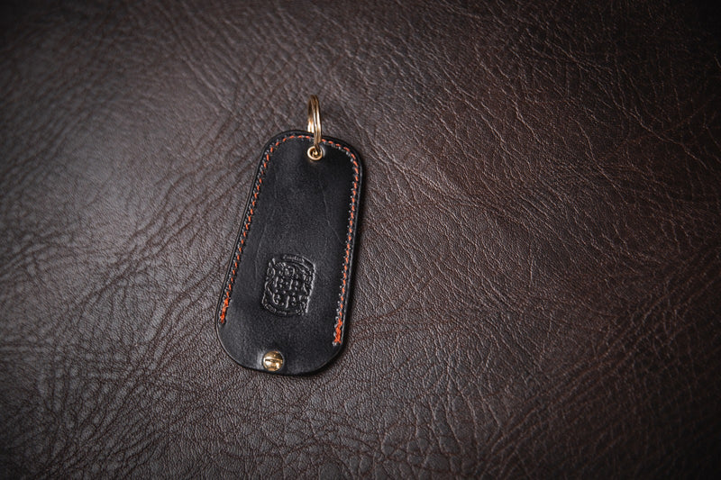 Black Red Stitch Porsche Tracker Holder Keyring, Porsche Taycan tracker fob keyring