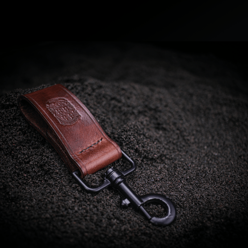holmes leather keyring with coupland crest